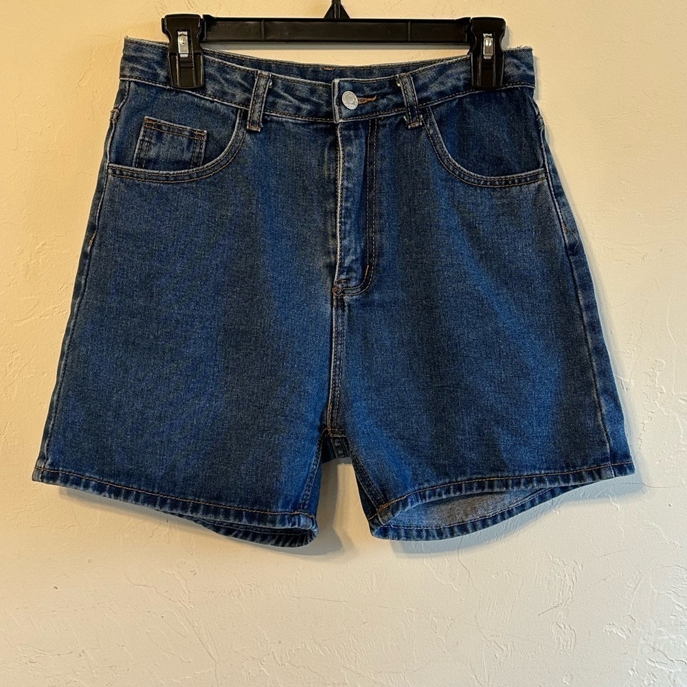 Indigo Blue 5 Pocket 4” Inseam Comfy Denim Shorts Sz M